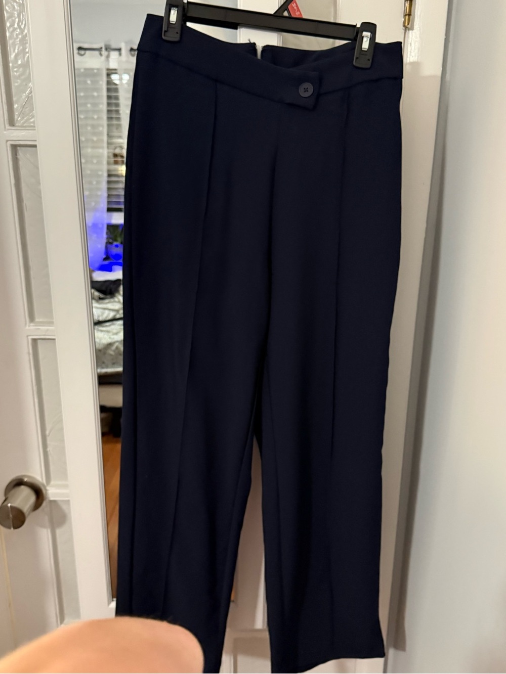 SHEIN Navy High-Waist Wide-Leg Trousers